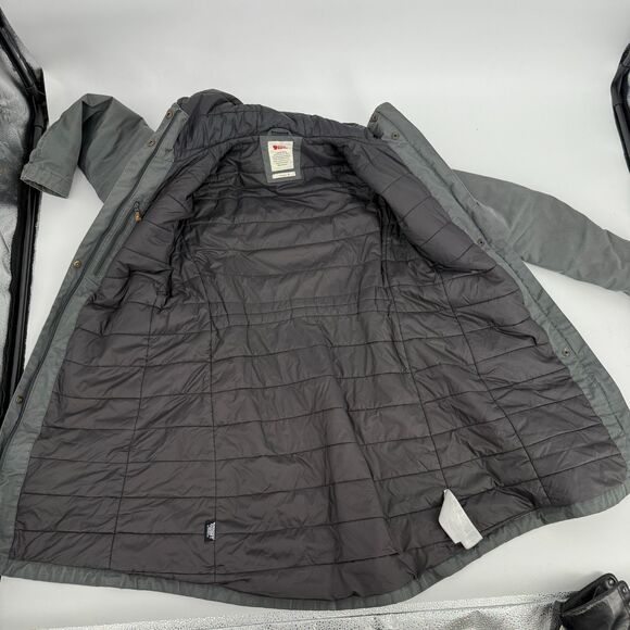 Fjallraven Kiruna Padded Parka Gray G-1000 Hooded Insulated Coat Womens M - Picture 14 of 16
